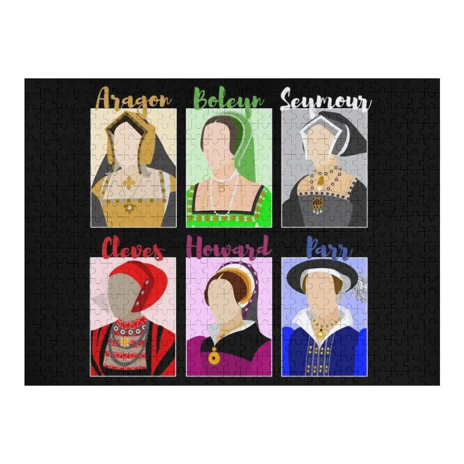 Six: The Musical Queens Portraits - Aragon, Boleyn, Seymour, Cleves, Howard, Parr Jigsaw Puzzle Wood Animals Puzzle ch queens