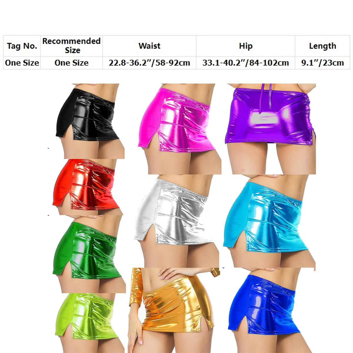 Womens Sexy Mini Skirts Wetlook Shiny Metallic Patent