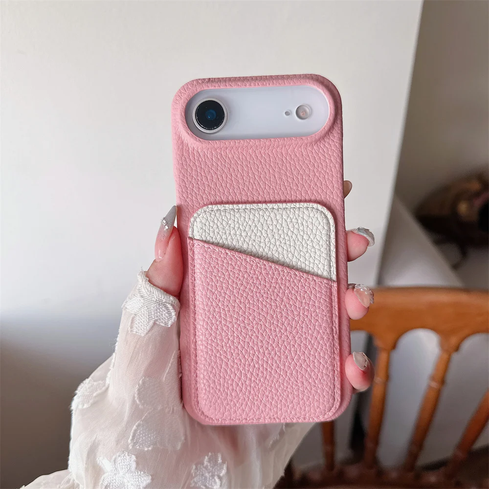 Luxury Color Collision Leather Wallet Card Slot Phone Case - Elegant Back Cover