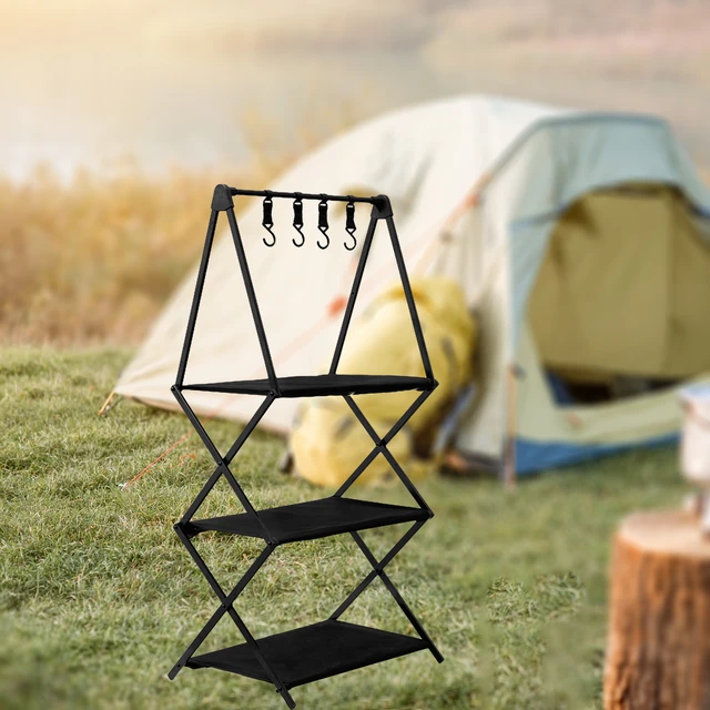 Camping Falten Lagerung Regale mit Hängenden Haken Rack Faltbare Multi  Funktion für Camping Outdoor Küche Haushalt - AliExpress