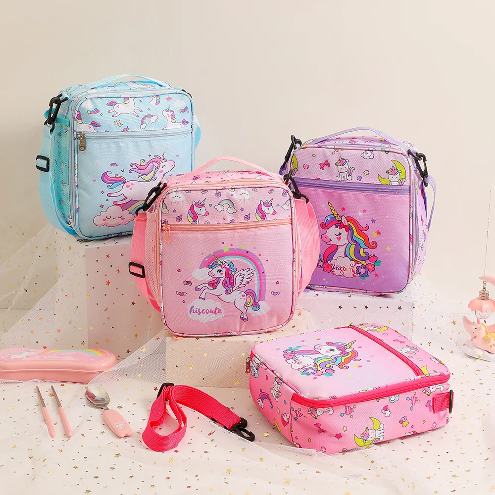Kawaii Children Cartoon Unicorn Thermal Insulated Lunch Bag Box Portable Boys Girls School Office Picnic Lunch Bag Handbag
