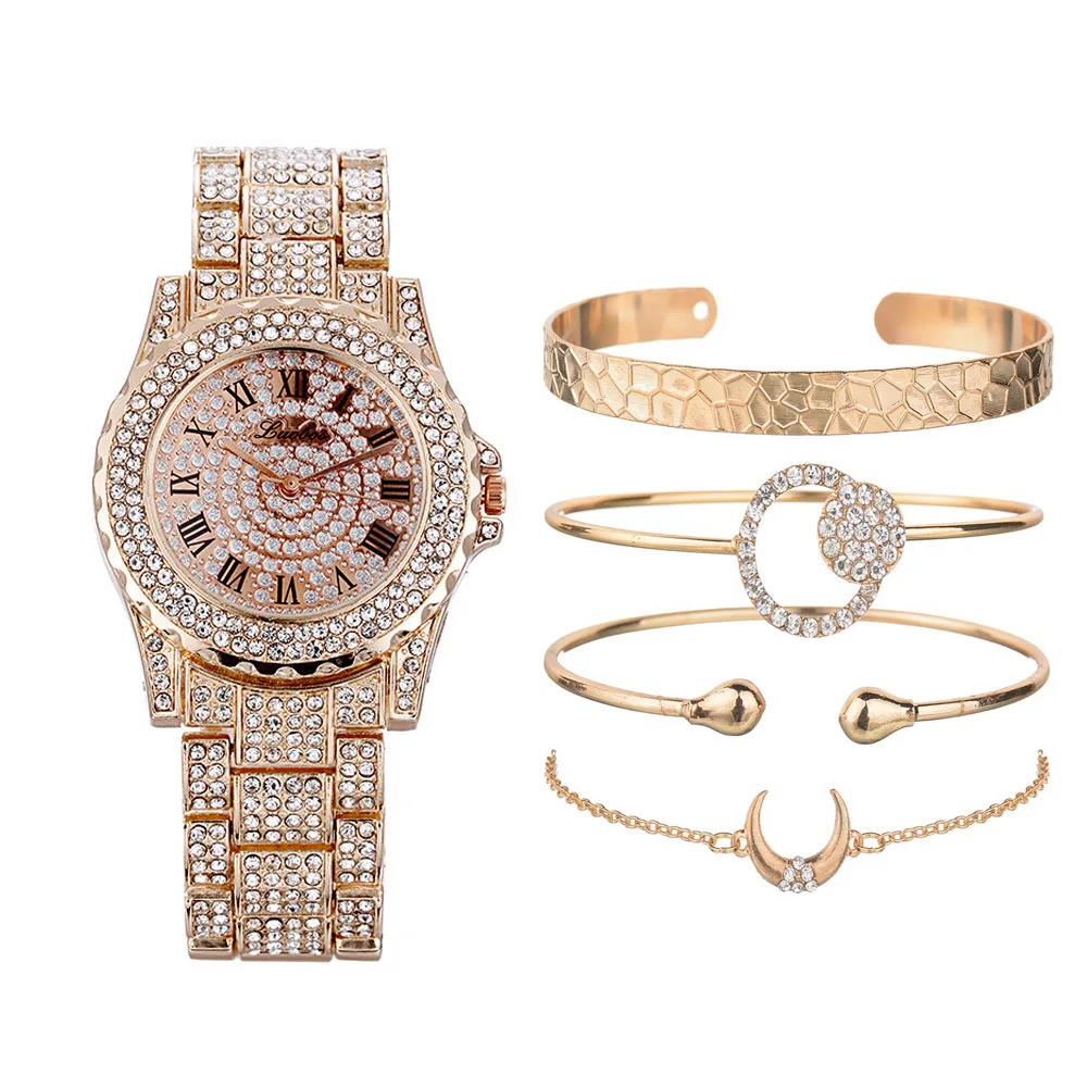 

New Fashion Women Bracelet Watches Set Luxury Gift Box Watch for Women Diamond Wristwatch Bracelet Set Ladies Dress Watch Clock