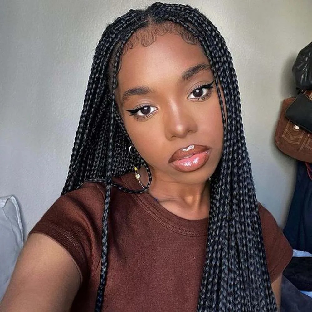New DIY Braided Wigs Straight Dress Wig Box Braid Synthetic Ombre Blonde Long Braids Wigs For Women Black Fashion In Daily Use