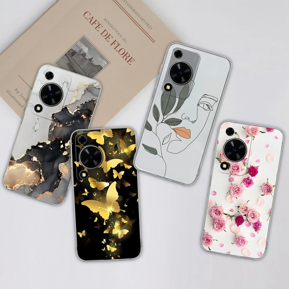 Cute Bear Flower Clear Protective Anti-Drop Phone Case - Soft TPU Cover