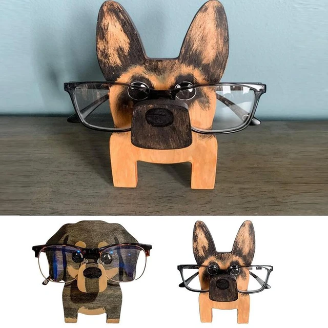 Porte-lunettes de chien fait à la main, porte-lunettes, caisse en bois,  décoration de la maison, ornements de chien, bouledogue français, verre à  vin - AliExpress