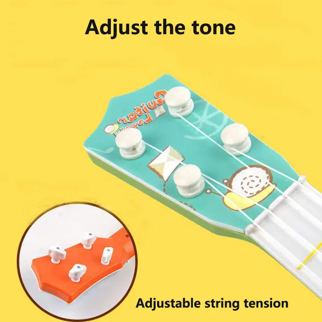 Kids Toy Musical Instrument Baby Toys Ukulele Guitar Mini Four-string Playable Early Education Musical Play Game for Beginners 4