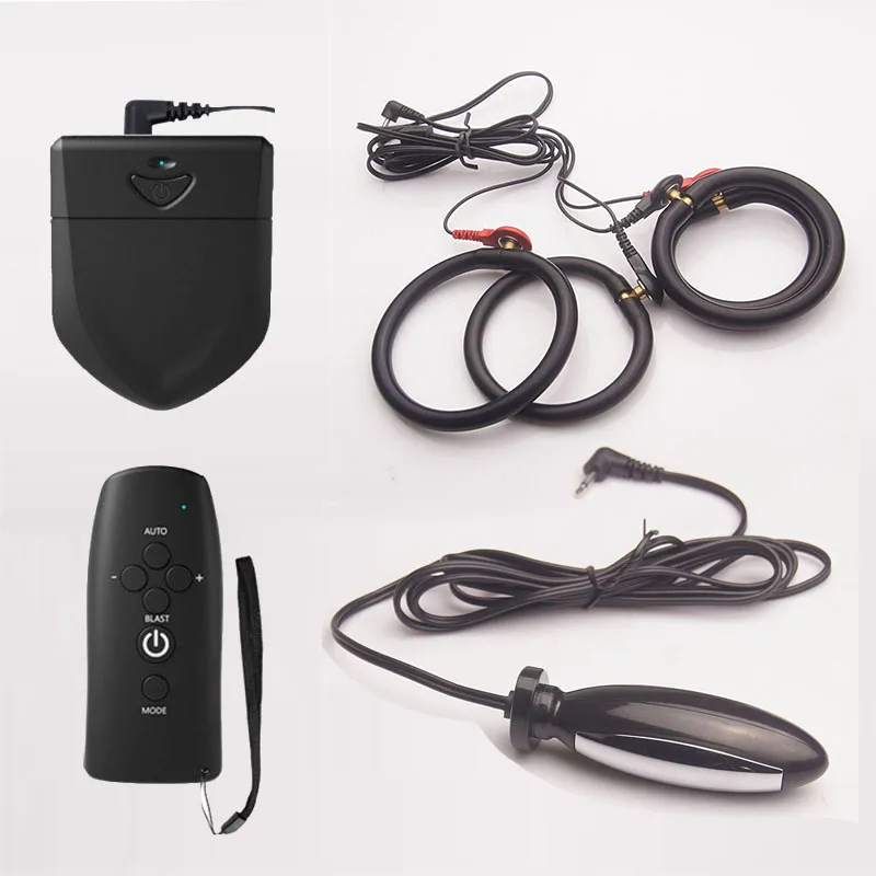 Electric Shock Sex Toys Electro Penis Stimulator Ring BDSM Cock Cage Estim Anal Butt Plug E stim for Men electro sex toys,electric sex toys