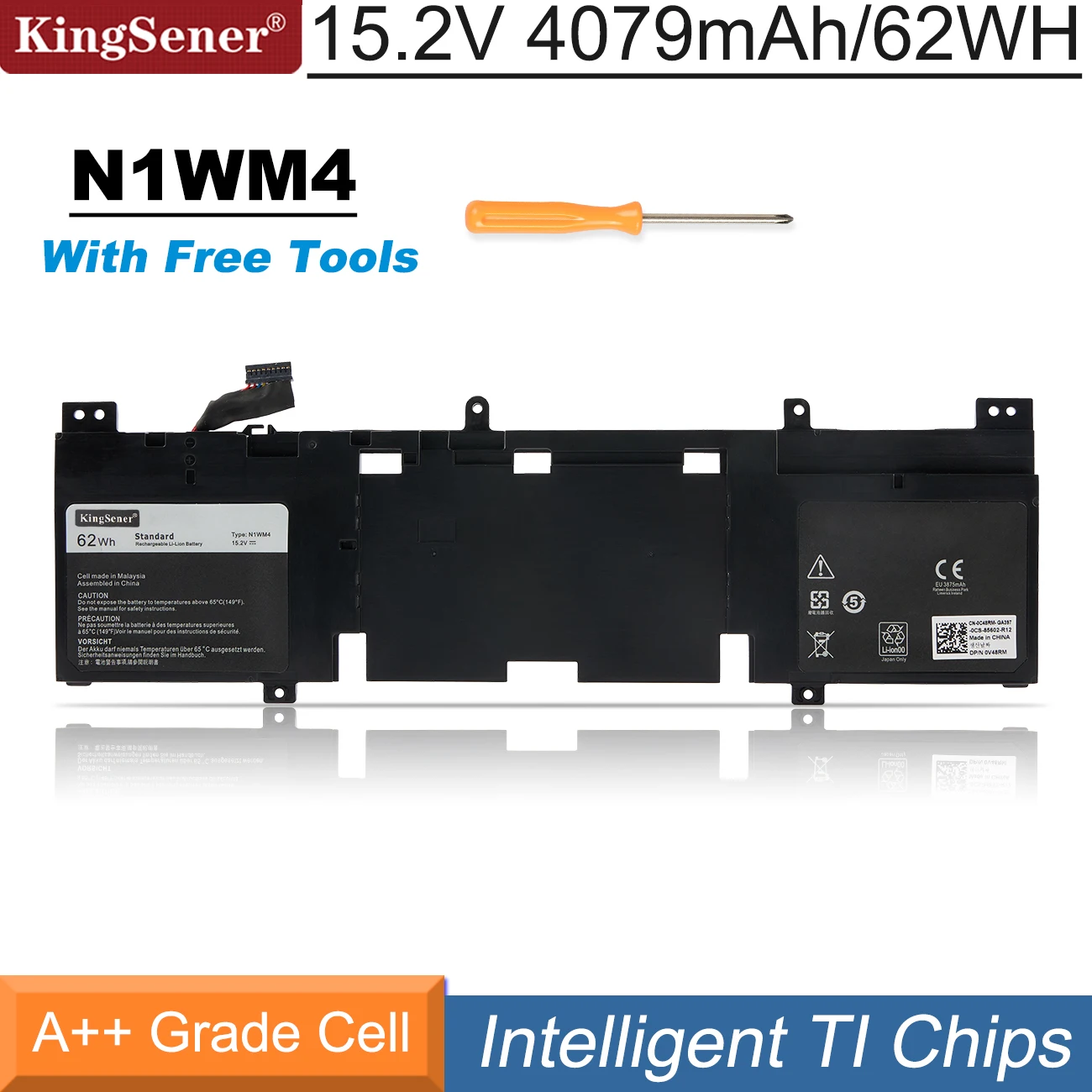 Kingsener 3v806 N1wm4 Bateria para Dell Alienware 13 Série r2 Alw13ed2708 Alw13ed-2608 Alw13ed1508 62n2t 2p9kd 51wh 62wh