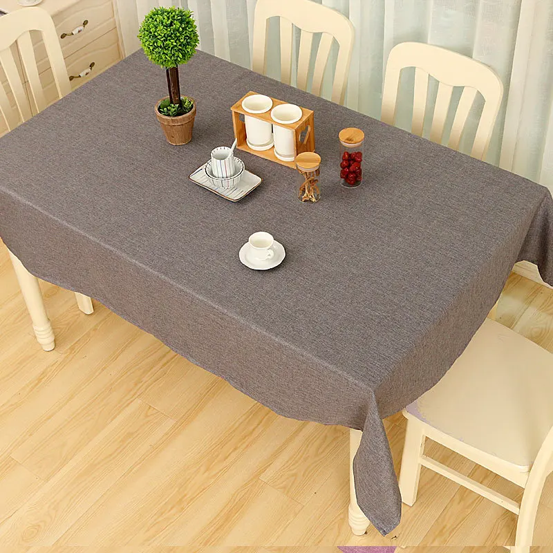 

Dining table cloth art cotton linen art solid color living room coffee table rectangular round table cloth