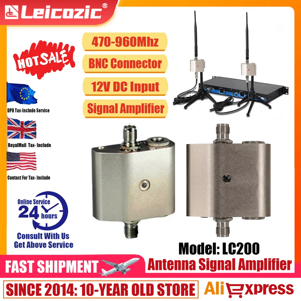 Leicozic2pcsアンテナ分配信号ブースター500-950mhz TNC-BNC uhf