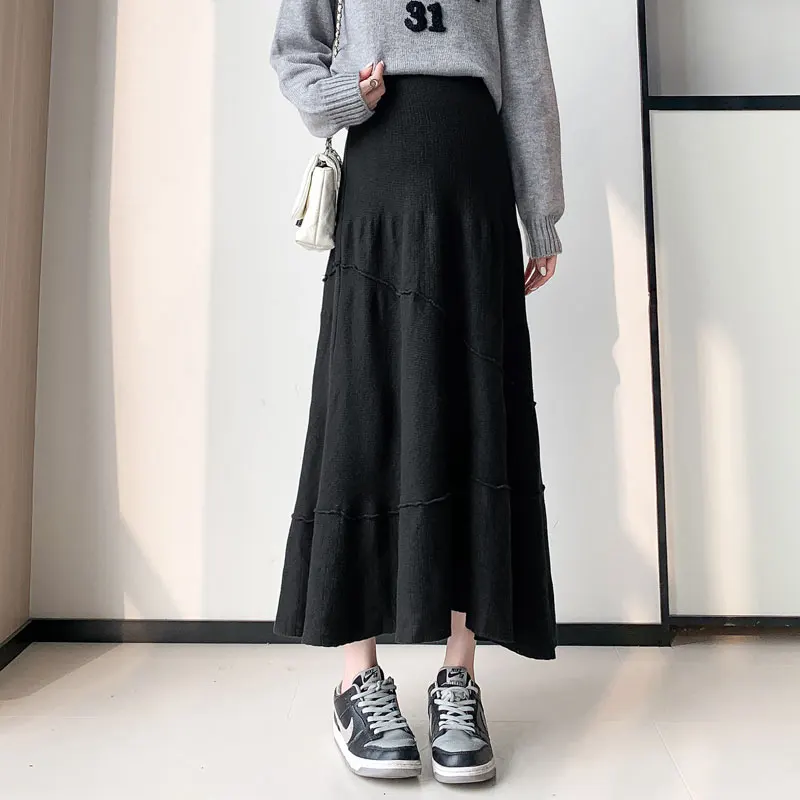 5591# Autumn Winter Fashion Knitted Maternity Skirts Elastic Waist Belly A Line Slim Loose Clothes for Pregnant Women Pregnancy