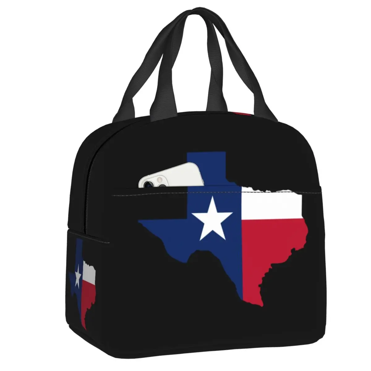 

Texas Map Flag Lunch Boxes for Women Western Texas Star Cooler Thermal Food Insulated Lunch Bag School Children Student