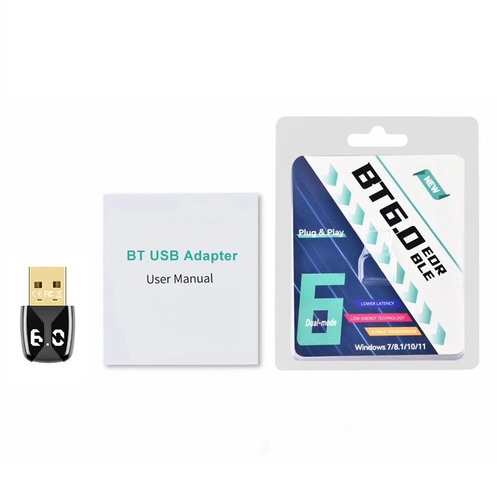 듀얼 블루투스 BT 6.0 어댑터 USB BT 어댑터 플러그 앤 플레이 무선 송수신기 PC 스피커 무선 마우스 키보드용