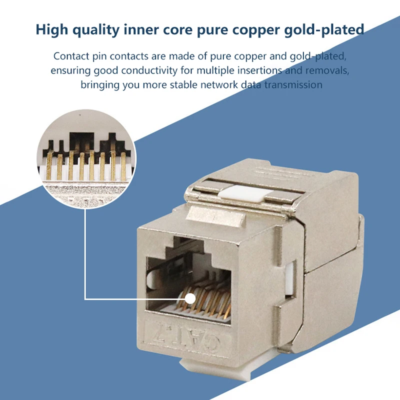 Cat7 Cat6a Zinc Alloy Tool-Less Type Keystone Jack, RJ45, STP for 22-26 AWG Adapter Coupler