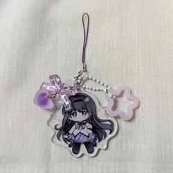 Homura and Madoka Acrylic Keychain - Anime - Inspired Coquette Design, Handmade Y2K Style (Purple)