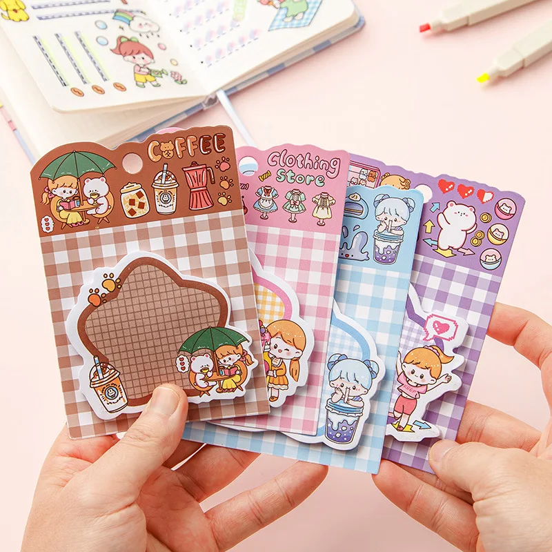 

30sheets Kawaii Cartoon Notepad N Times Sticky Notes Aesthetic Stationery Supplies Office Accessories Scrapbooking Bookmarks