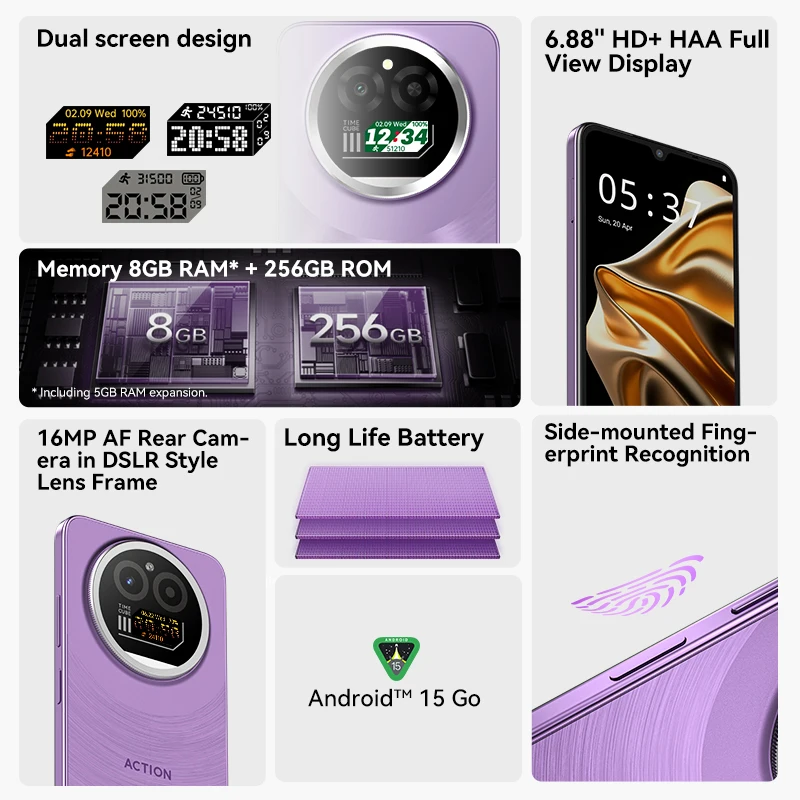 IIIF150 Action A5 Pro Smartphone 5G Dual Screen Design 6.8‘’ HD+HAA Display 5100mAh Telephone Portable 8GB+256GB Android Phone - Image 2