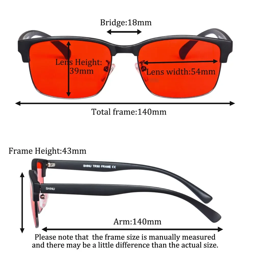 SHINU Red lens glasses men better sleep red lens blue light blocking computer glasses orange prescription computer glasses,blue light blocking glasses,blocking glasses