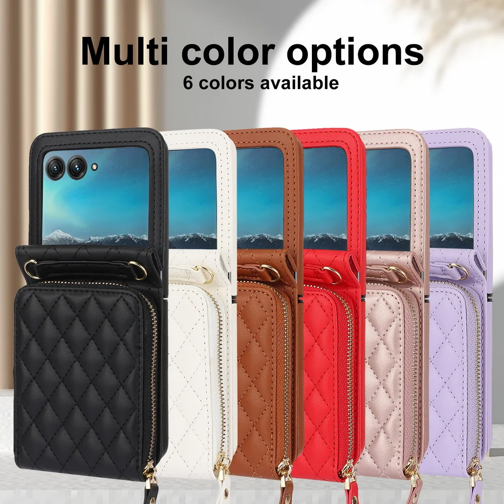Foldable Multi-slot Wallet with Diagonal Lanyard Chain Case