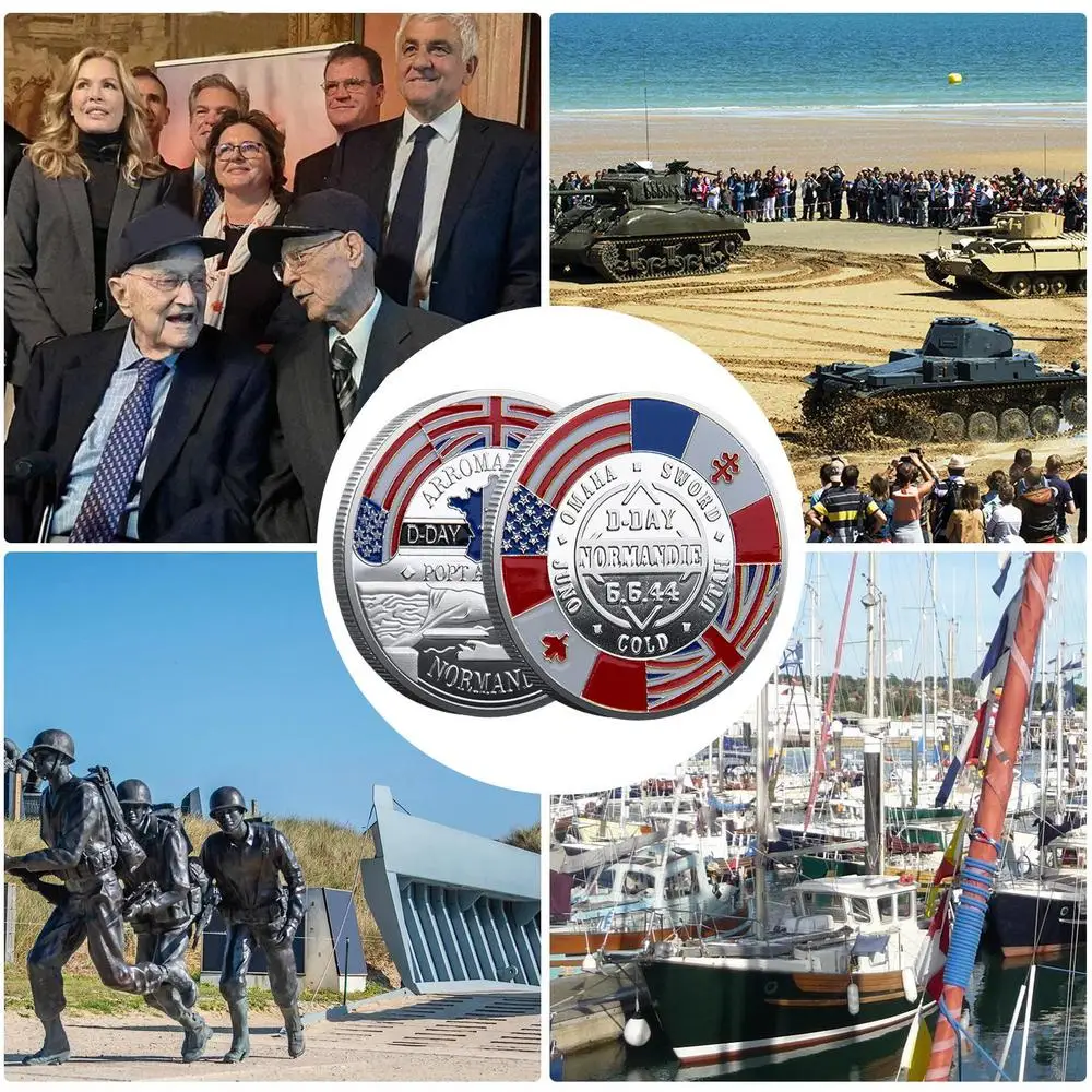 Description Picture 6 of itemNon-currency Anniversary Challenge Coin D Day 80th Anniversary Normandie Commemorative Coin D-Day Maple Leaf Coin Collectibles