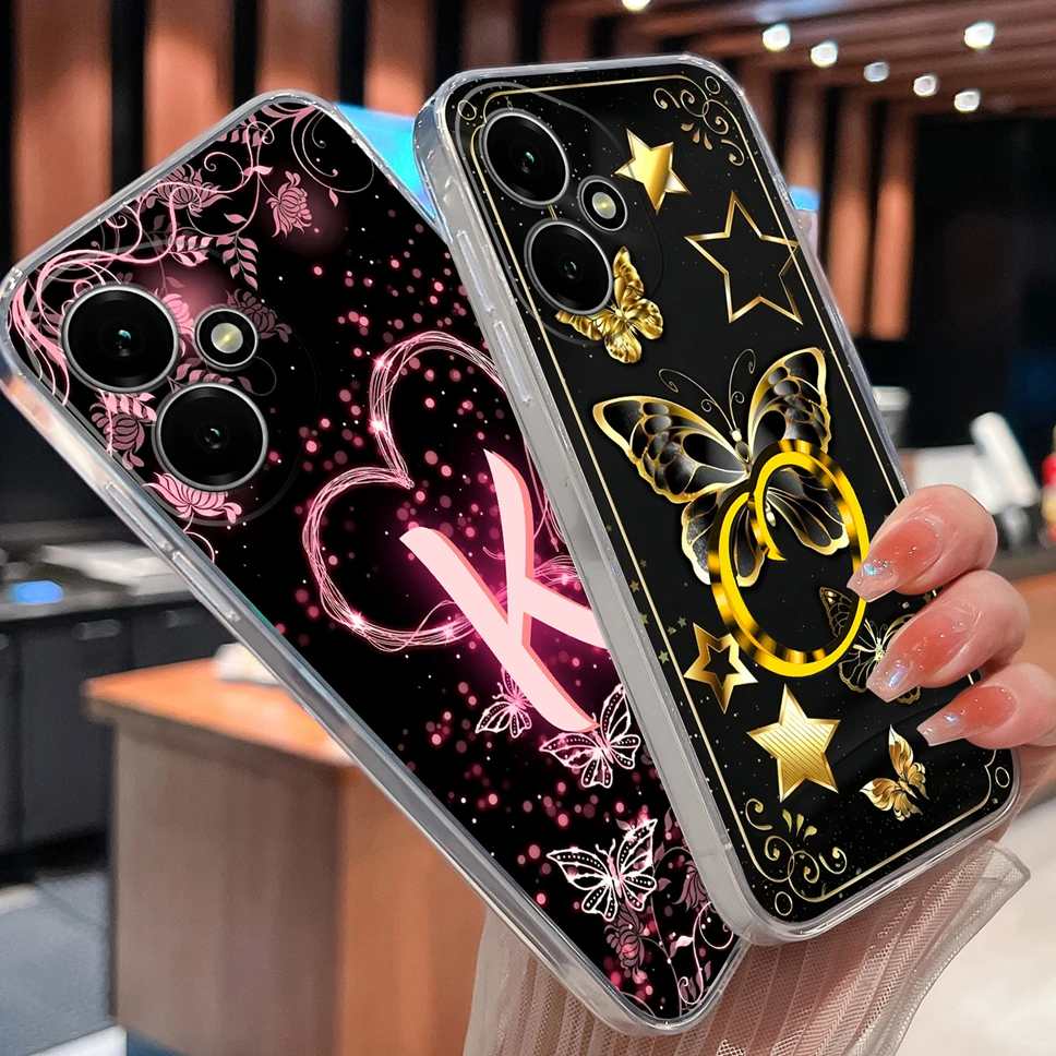 Luxury Letters Pattern Soft TPU Clear Silicone Anti-Drop Phone Case