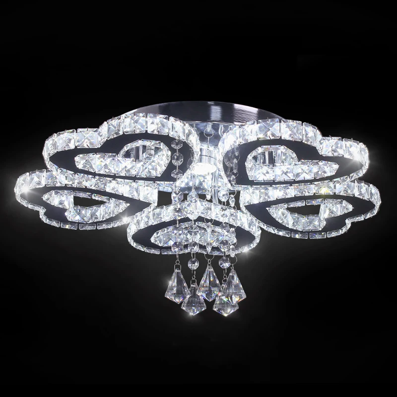 

Modern 5 Heart Ring Crystal Chandelier LED Ceiling Light Fixtures Chandeliers for Bedroom Living Room Dinning Room Foyer