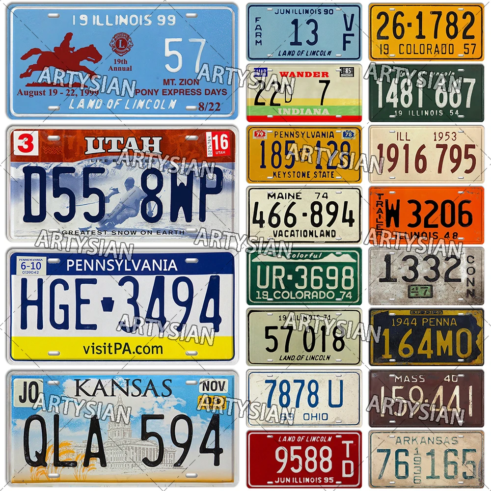 Американский металлический налет, ретро-грузовик, прицеп, трактор, автомобиль, металлический налет, Иллинойс, масс, Канзас, Пенна, арканс, Юта, металлический знак