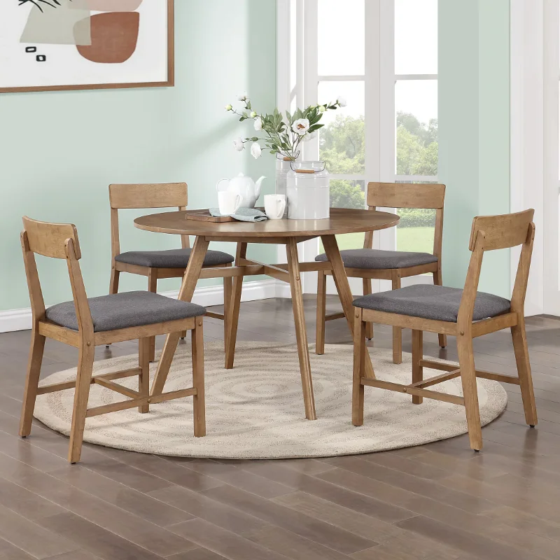 

Mainstays Wood Dining Chair 4 Pack, Walnut Color, Grey Fabric Upholstered Seat Pad, Include 4 Chairs dining chairs furniture