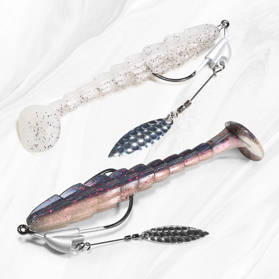 Weighted Swimbait Hooks With Spinner Blades & Twistlock - Weedless Jig Heads For Soft Plastic Baits | Saltwater & Freshwater Fishing - View #4