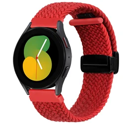 Magnetic Braided Bracelet Watch Strap, 20mm/22mm, Universal Compatibility for 22mm Watch Strap (Red)