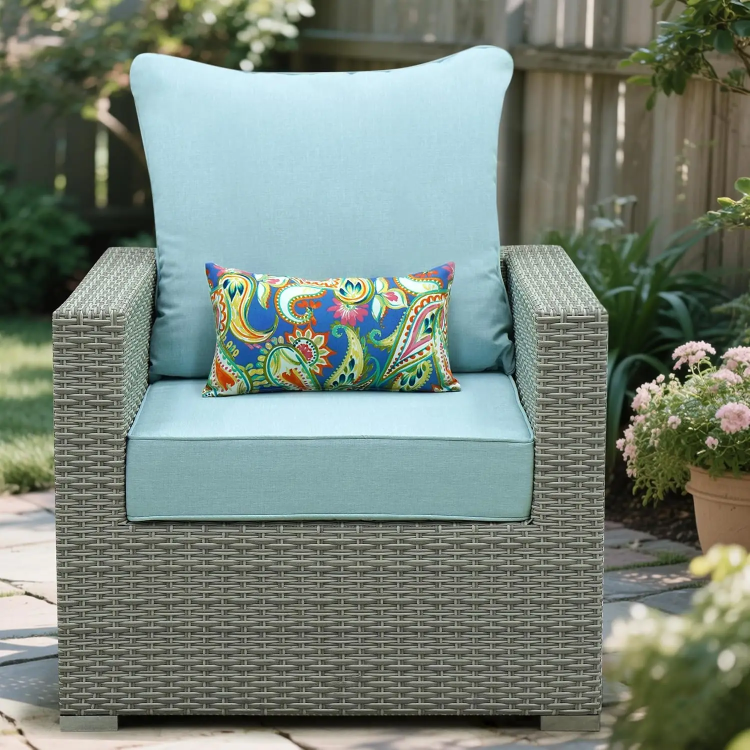 Set 24 x 22 Inch,Olefin Fabric Deep Seat Patio Cushions,Patio Furniture Cushions with Removable Cover,Rain-Proof and Fade