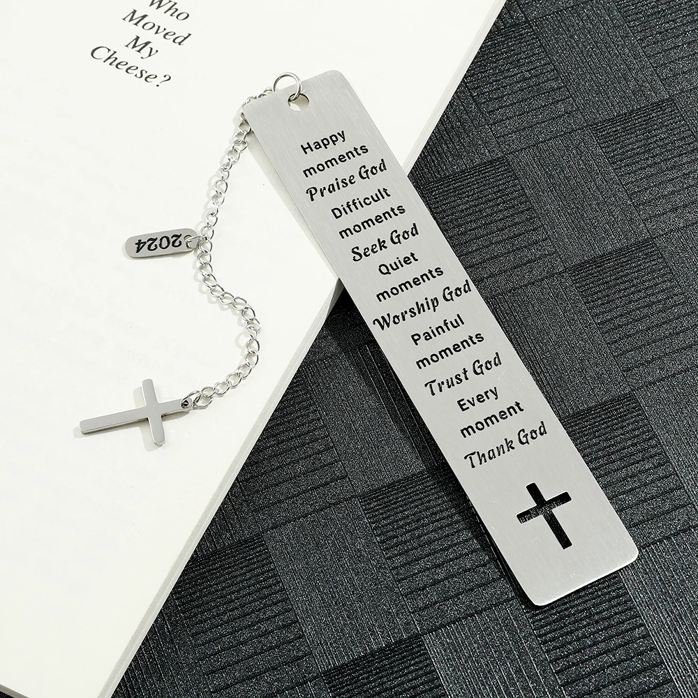 Marcador Metal Elegante Marcapáginas De Metal Con Cruz - Separador Para Biblia, Ideal Para Bautizo Y Comunión, Plateado Marcapáginas Cruz Metal