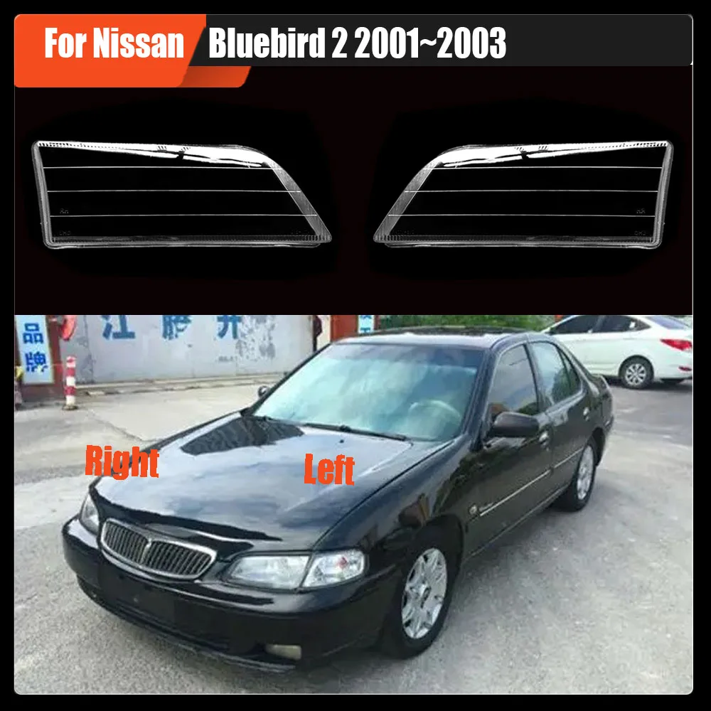 

For Nissan Bluebird 2 2001~2003 Front Headlamp Cover Transparent PC Lampshade Headlight Shell Lens Plexiglass