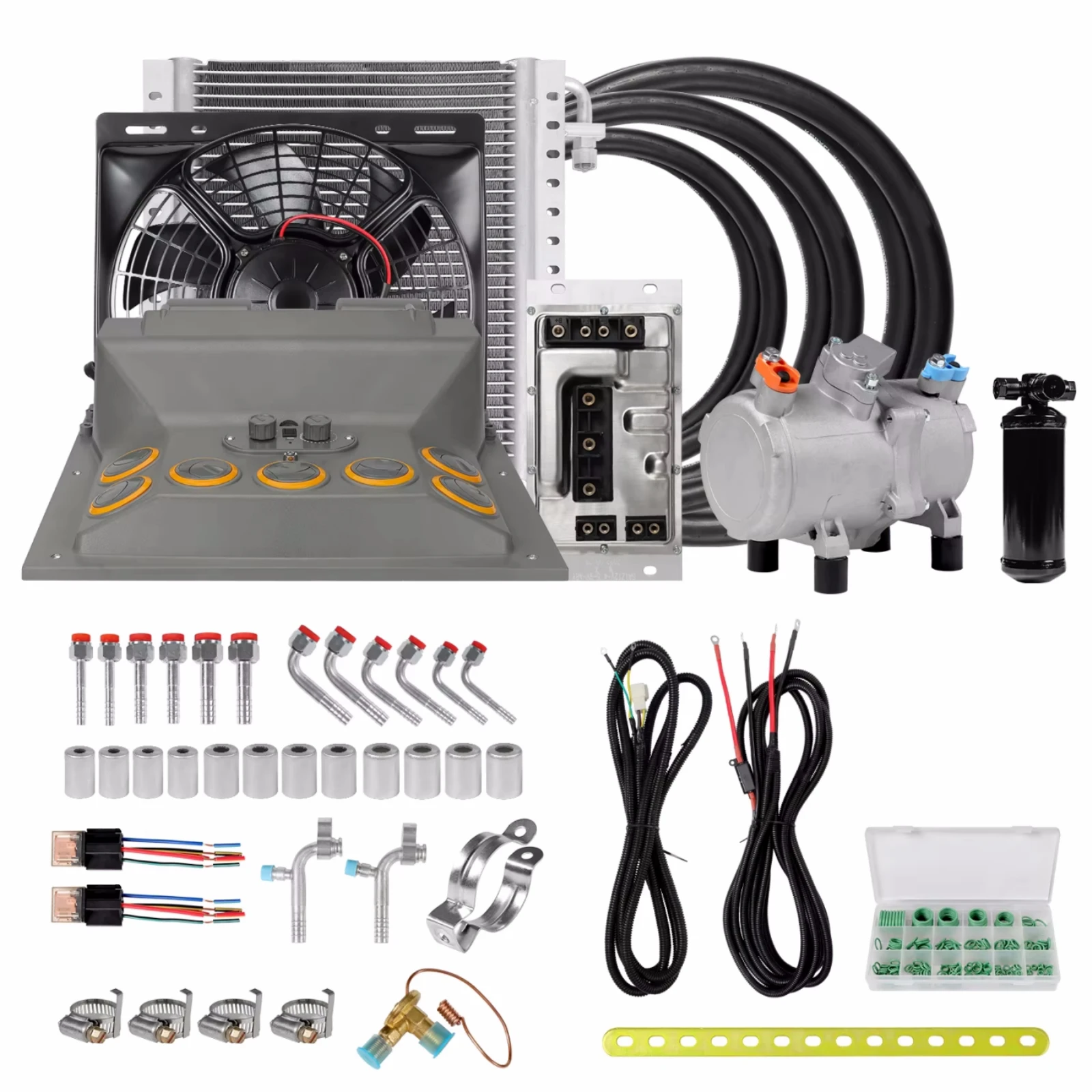 RV65F 12V/24V car electric A/C roof evaporator kit system assembly, for RV, truck, excavator, van, camper, agricultural vehicle
