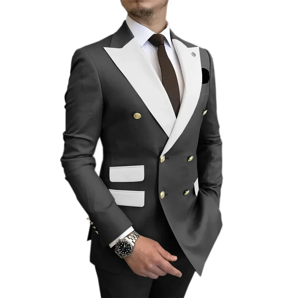 Men Suit Two-piece Wedding Suit Groom Best Men Business Korean Lang Wedding Banquet Plus-size Blazer