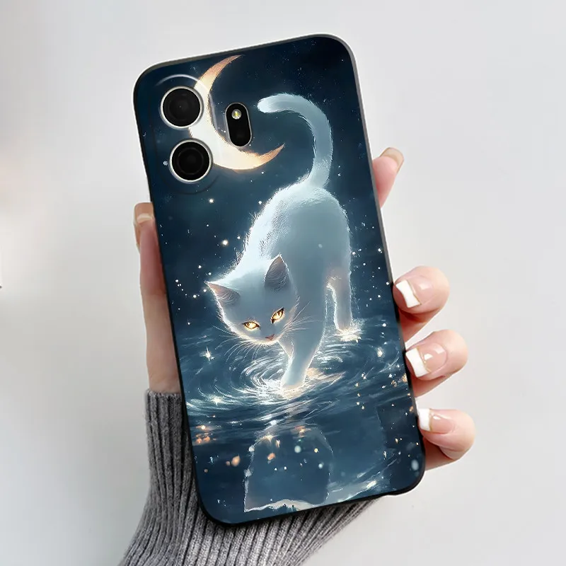 Aesthetic Cute Cat Cartoon Shockproof Silicone TPU Back Cover