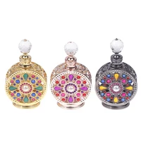 1Pc 12ML Vintage Luxury Rhinestones Glass Perfume Bottle Essential Oil Bottle Storage Bottle Portable Cosmetic Empty Vials 2