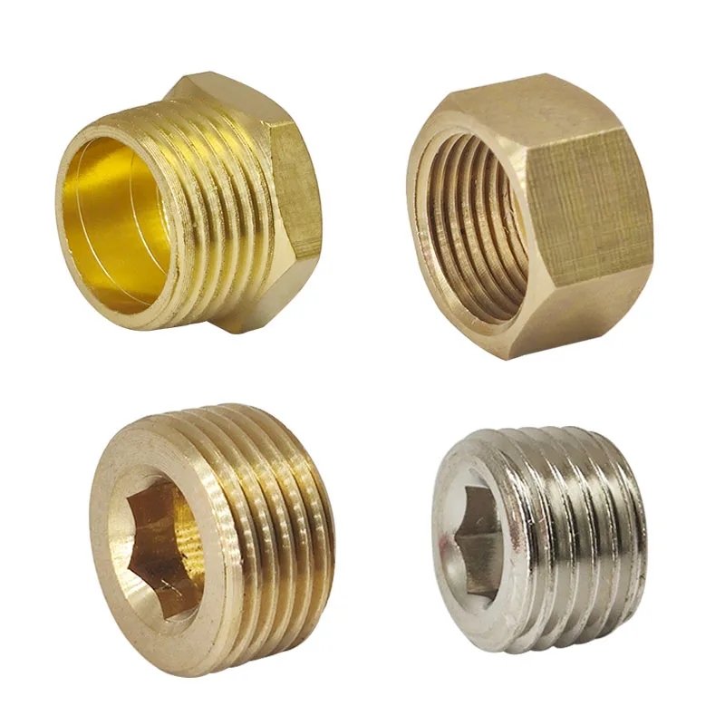 Copper 1/8“ 1/4” 3/8“ 1/2” 3/4“ Male Female Thread Brass Pipe Hex Head End Cap Plug Connector Fitting Coupler Adapter