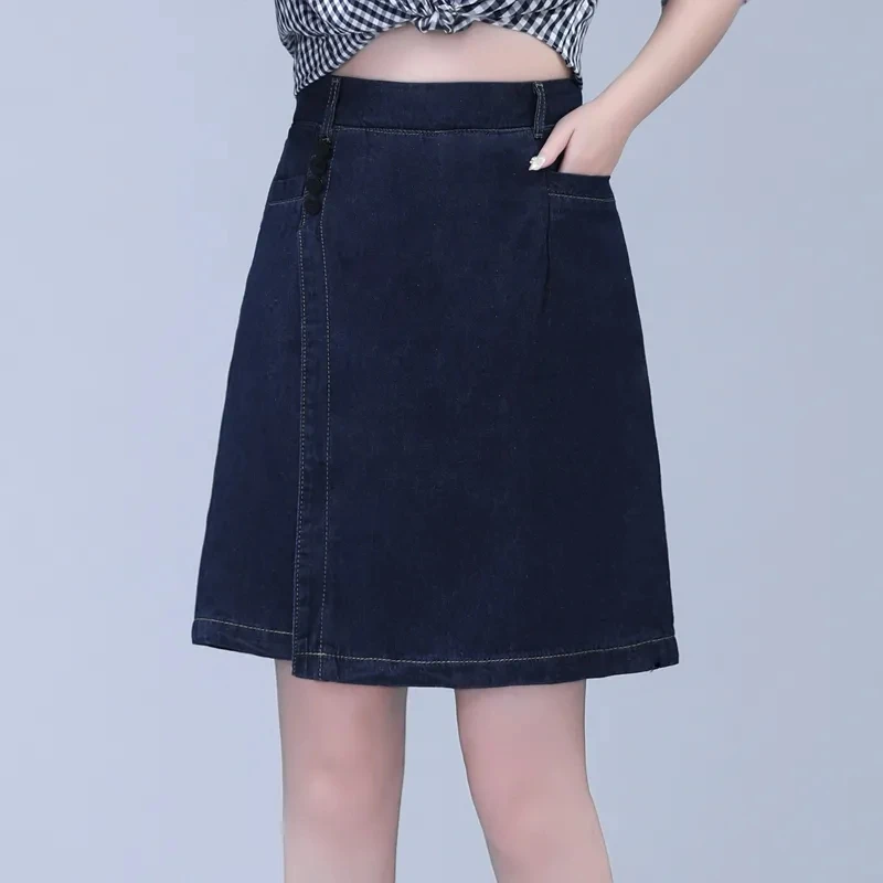 Five point Jeans Skirt Women's Summer Thin Four point Wide leg pants 2026 New Woman Loose Shorts High waisted Short Casual Pants