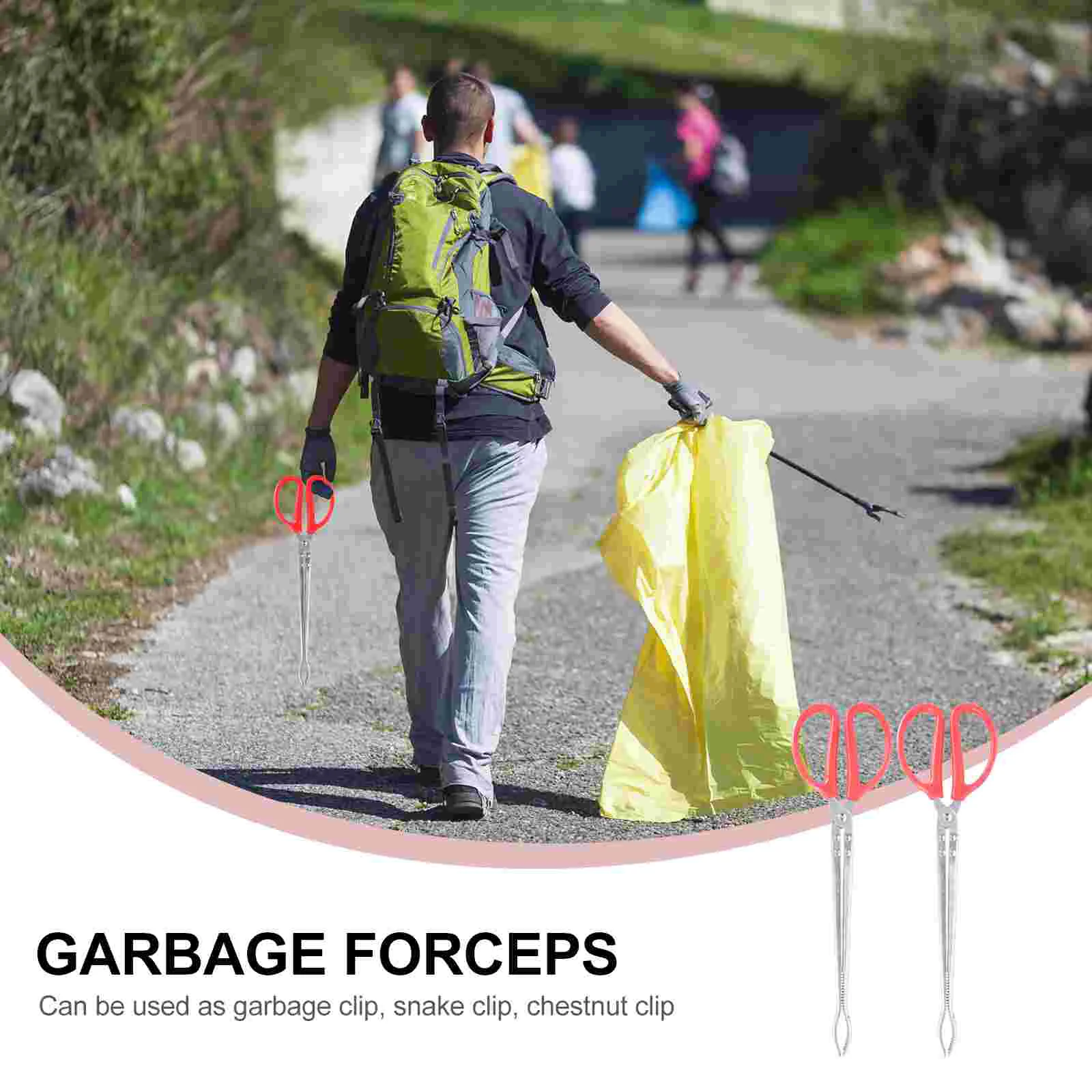 2 Pcs Trash Tongs Gripper Clamp Anti-scald Gloves Grabber Tool Briquette Yard Garbage Stainless Steel Elder 5