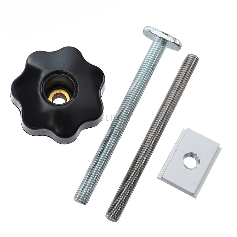 T Screw T Slider Bakelite Plum Blossom Handle Woodworking T-slot Chute Special Accessories Woodworking Auxiliary Tools