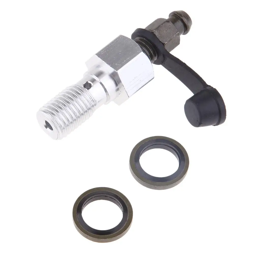Banjo Bolt M10 X 1.25mm Aluminum Alloy Motorcycle Brake Bleeder Screw Replacement for Caliper Purge Universal Application