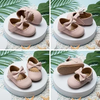 Baby Girl Casual Shoes Infant Toddler Bowknot Non-Slip Rubber Soft-Sole Flat Pu First Walker Newborn Bow Decor Mary Janes Shoes 5