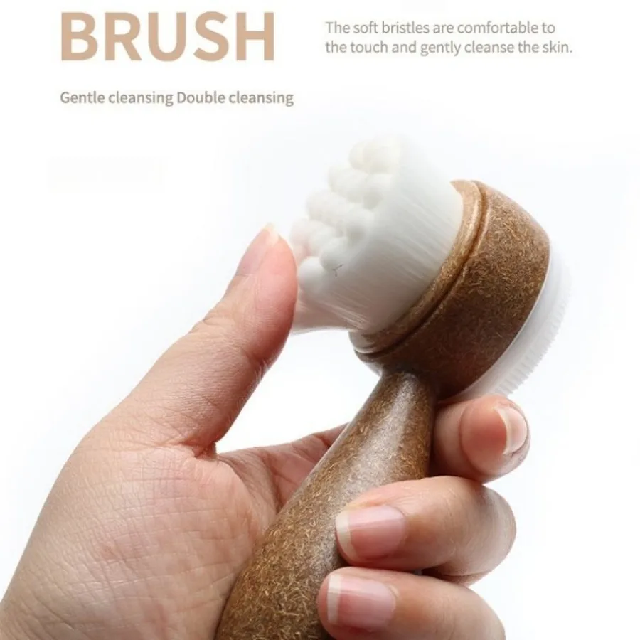 2-in-1 Double Sided Wooden Face Brush For Deep Pore Cleansing Gentle Exfoliation Remove Blackheads Dead Skin