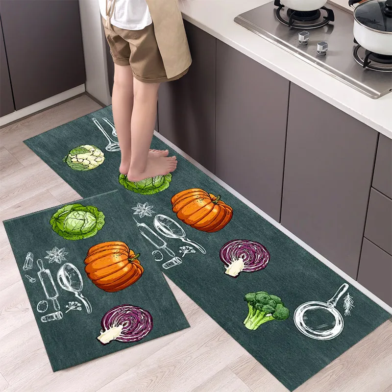thumbnail image 1 of Alfombra de cocina antideslizante moderna para el hogar, alfombra suave de dibujos animados simple a la moda, alfombra de baño de tira larga, felpudo de entrada lavable y duradero, 1 of 5