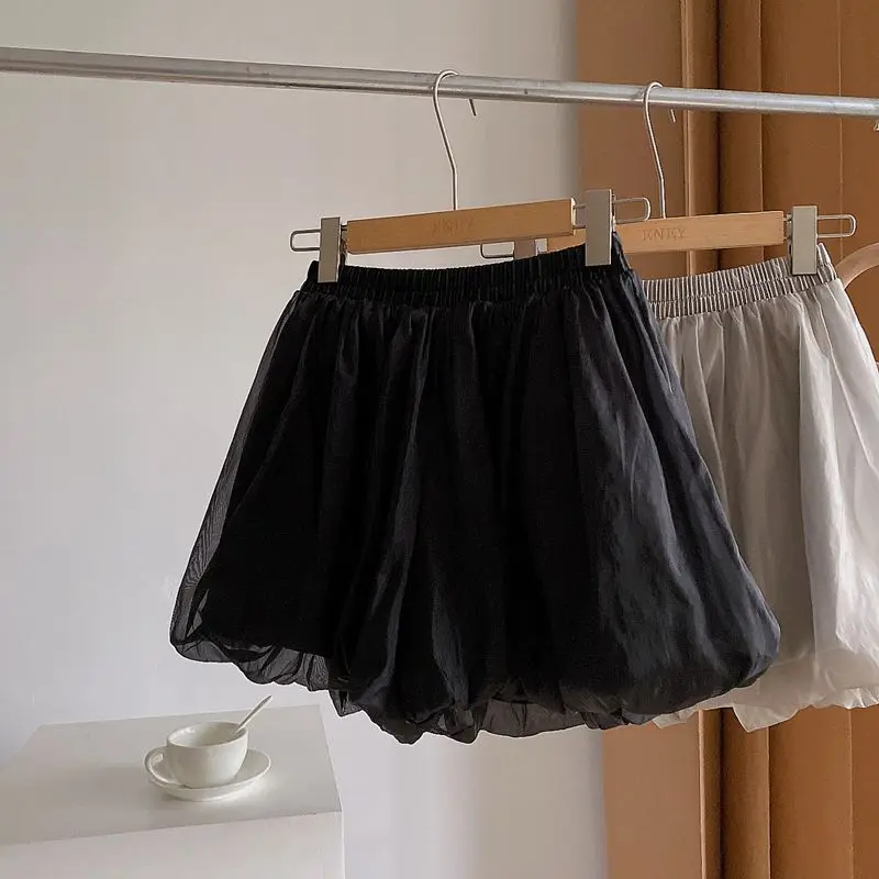 2026 New Summer Women's High Waist 3D Bubble Skort Chiffon A-line Wide Leg Puffy Shorts Casual Versatile Loose Fit Skirt Pants