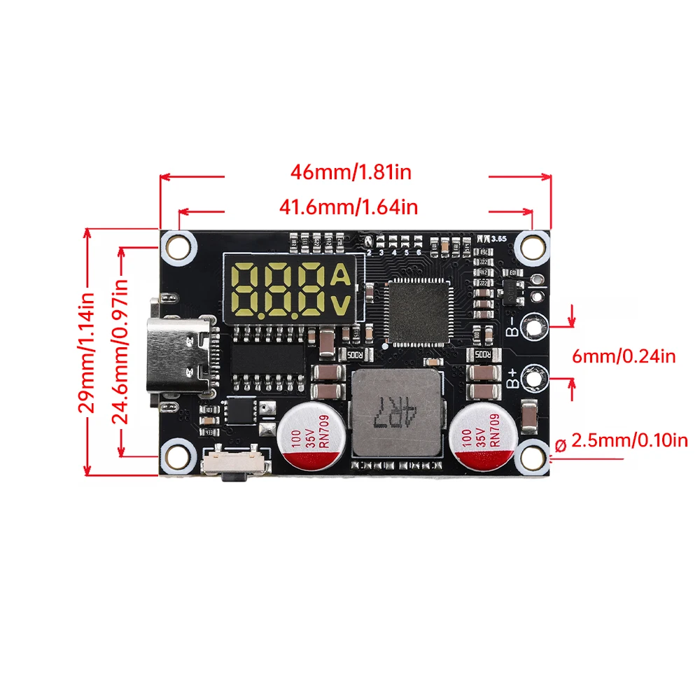 2-6S 45W Fast Charging Mobile Power Module Bidirectional Fast Charging DIY Circuit Board With Digital/Light Type-C USB printed circuit board