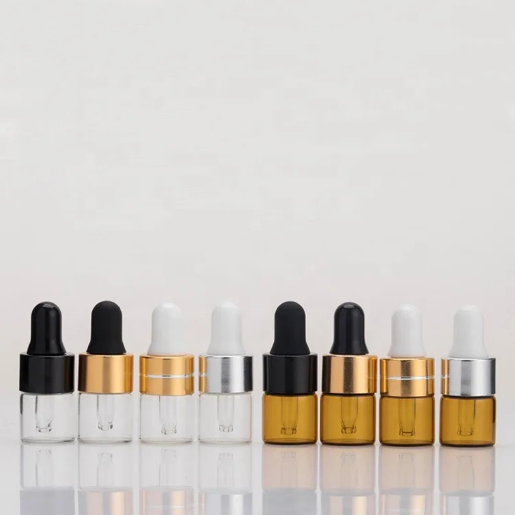 

1ml Clear Amber Mini Glass Bottle 1cc Sample Vial 2ml 3ml 5ml Small Perfume Essential Oil Vials Jars with Eye Dropper Pipette