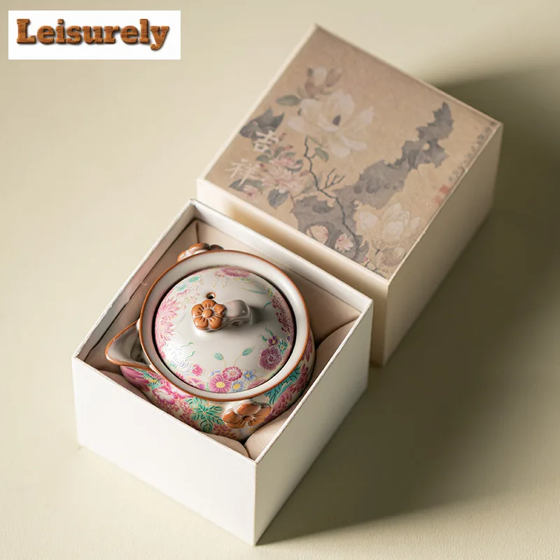 200ml Lard Jelly Small Garden Handheld Teapot Handmade Tea Infuser Pot Tea Maker Kettle With Ball Hole Teaset Accessories Gift