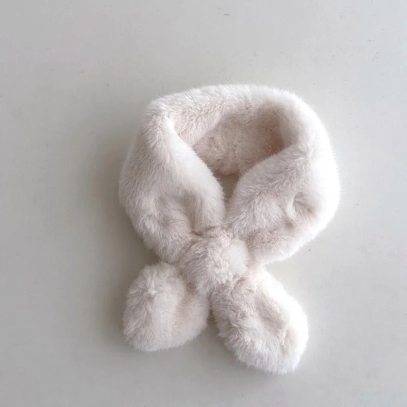 New Brand Scarf for Baby Warm Scarves Girls Winter Toddler Rabbit Fur Cross Knitting Wool Scarf for Kids Soft Collar Scarves